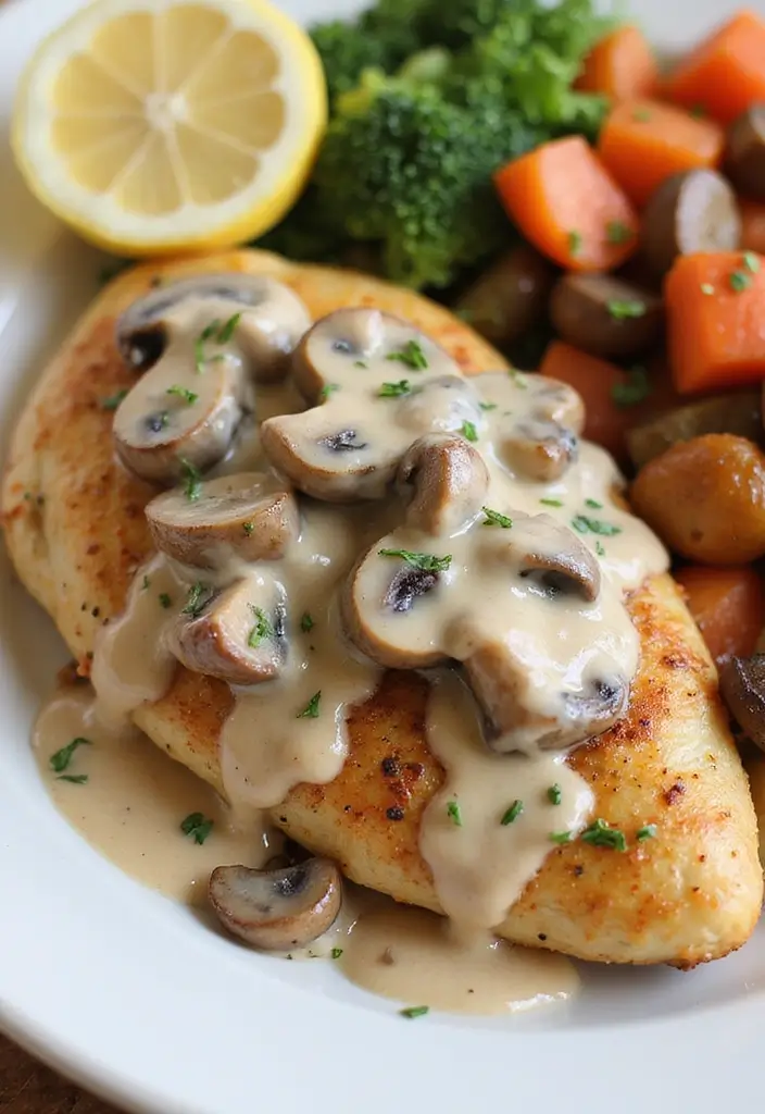 30 Lemon Pepper Chicken Thighs Recipes That Are Quick & Tasty - 18. Lemon Pepper Chicken Thighs with Mushroom Sauce