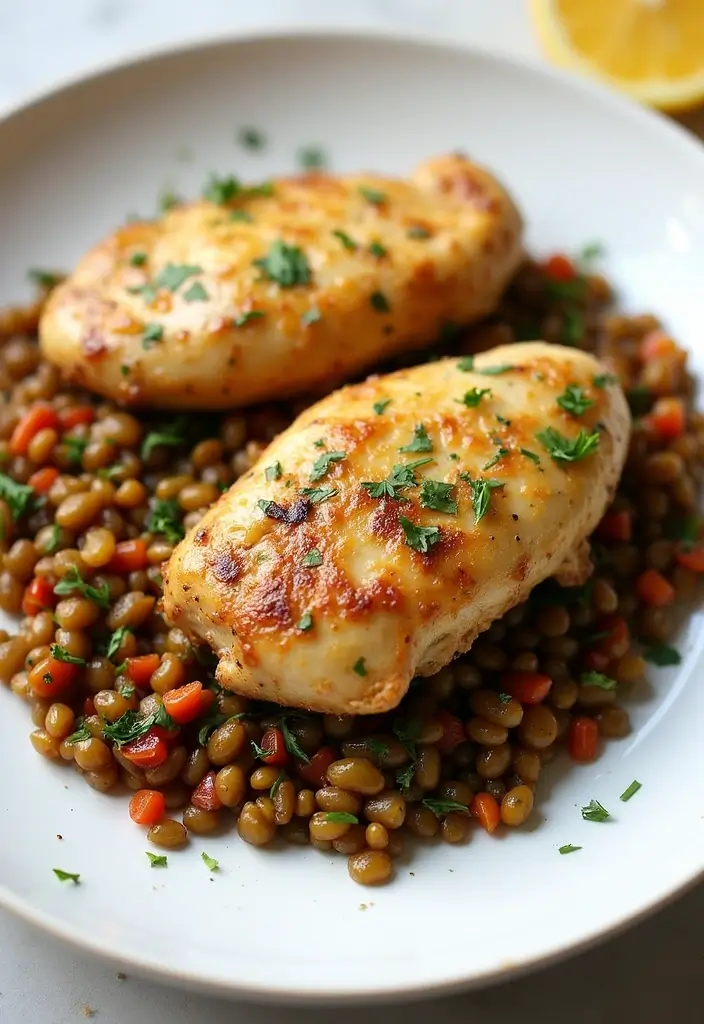 30 Lemon Pepper Chicken Thighs Recipes That Are Quick & Tasty - 22. Lemon Pepper Chicken Thighs with Lentils