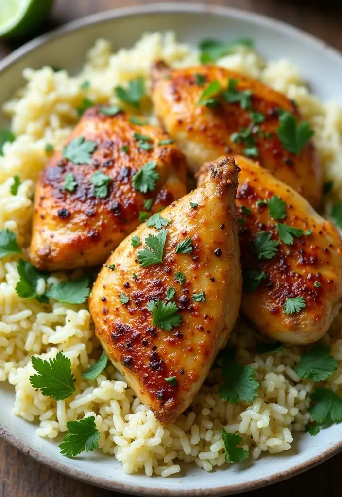 30 Lemon Pepper Chicken Thighs Recipes That Are Quick & Tasty - 29. Lemon Pepper Chicken Thighs with Cilantro Lime Rice