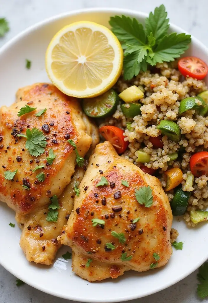 30 Lemon Pepper Chicken Thighs Recipes That Are Quick & Tasty - 4. Lemon Pepper Chicken Thighs with Quinoa Salad