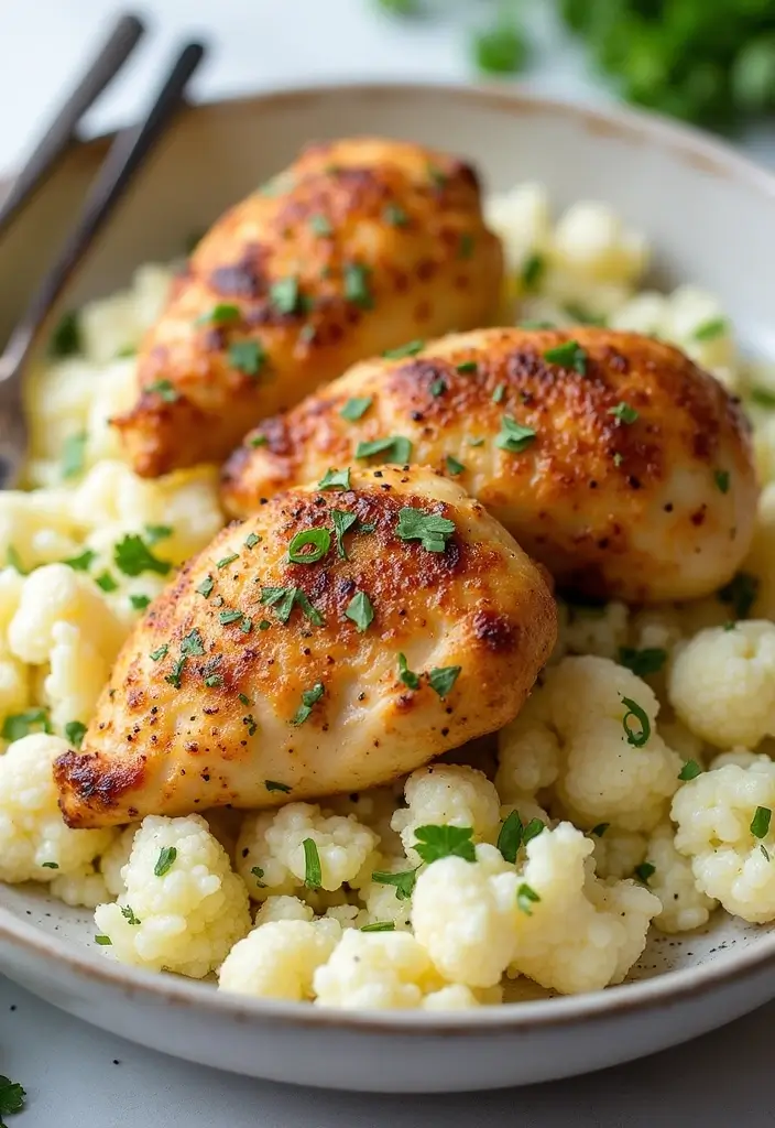 30 Lemon Pepper Chicken Thighs Recipes That Are Quick & Tasty - 9. Lemon Pepper Chicken Thighs with Cauliflower Rice