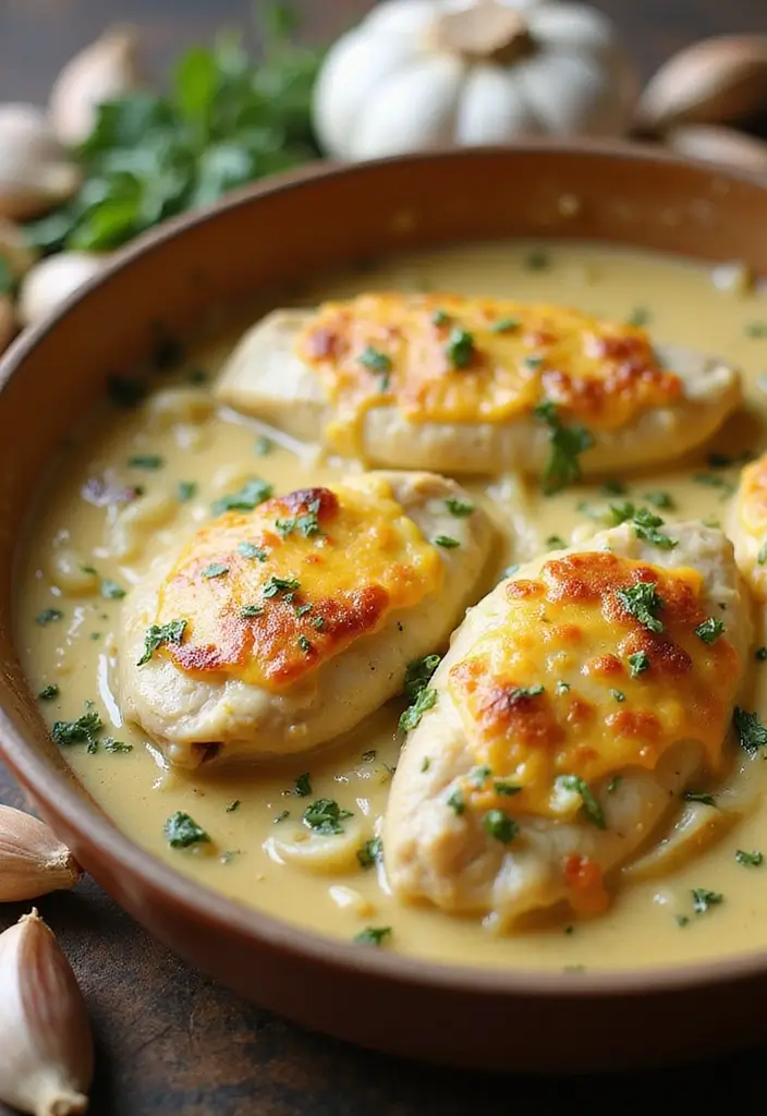 28 Easy Chicken Casserole Recipes with 4 Ingredients or Less 22 28 Easy Chicken Casserole Recipes with 4 Ingredients or Less - 21. Creamy Garlic Chicken Casserole