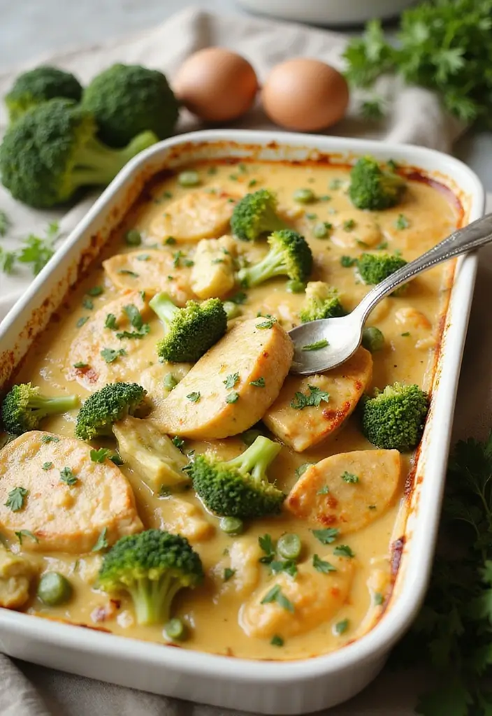 28 Easy Chicken Casserole Recipes with 4 Ingredients or Less 4 28 Easy Chicken Casserole Recipes with 4 Ingredients or Less - 3. Creamy Chicken and Broccoli Casserole