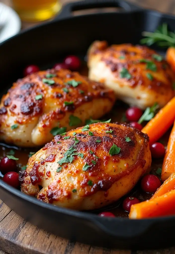 30 Cast Iron Chicken Thighs Recipes for Crispy Skillet Flavor - 16. Cranberry Maple Chicken Thighs
