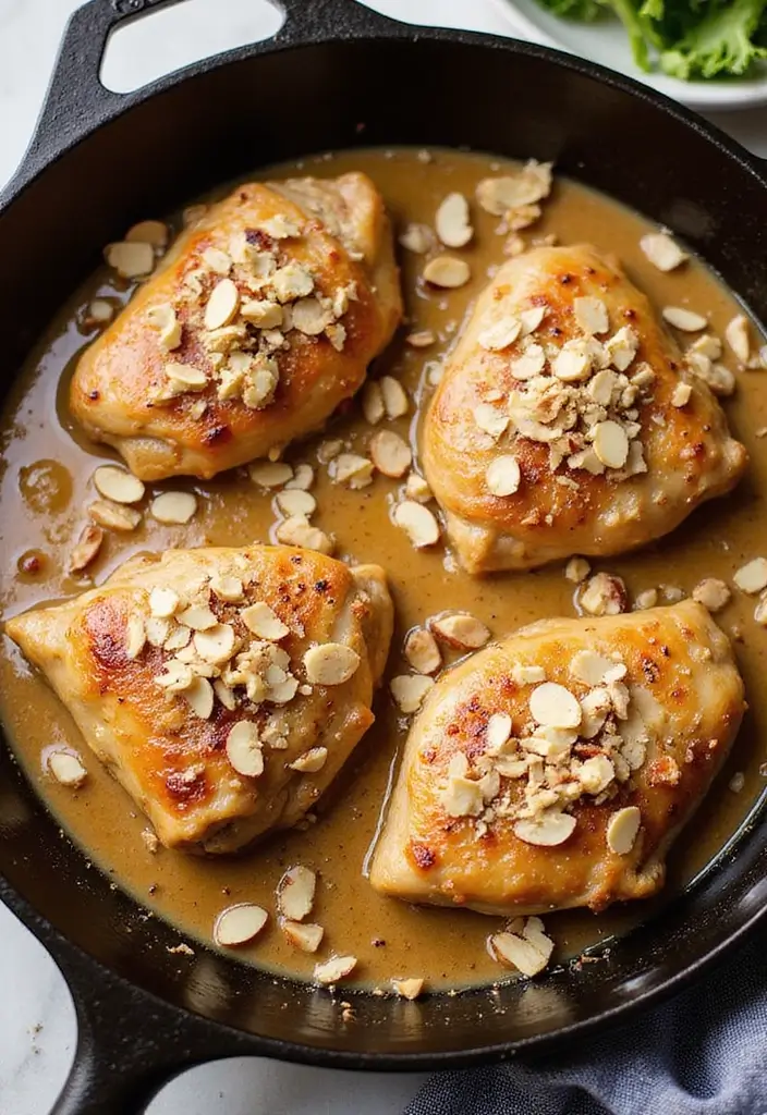 30 Cast Iron Chicken Thighs Recipes for Crispy Skillet Flavor - 17. Almond Butter Chicken Thighs