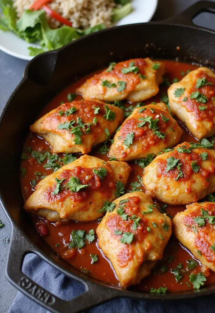 30 Cast Iron Chicken Thighs Recipes for Crispy Skillet Flavor - 25. Chili Garlic Chicken Thighs