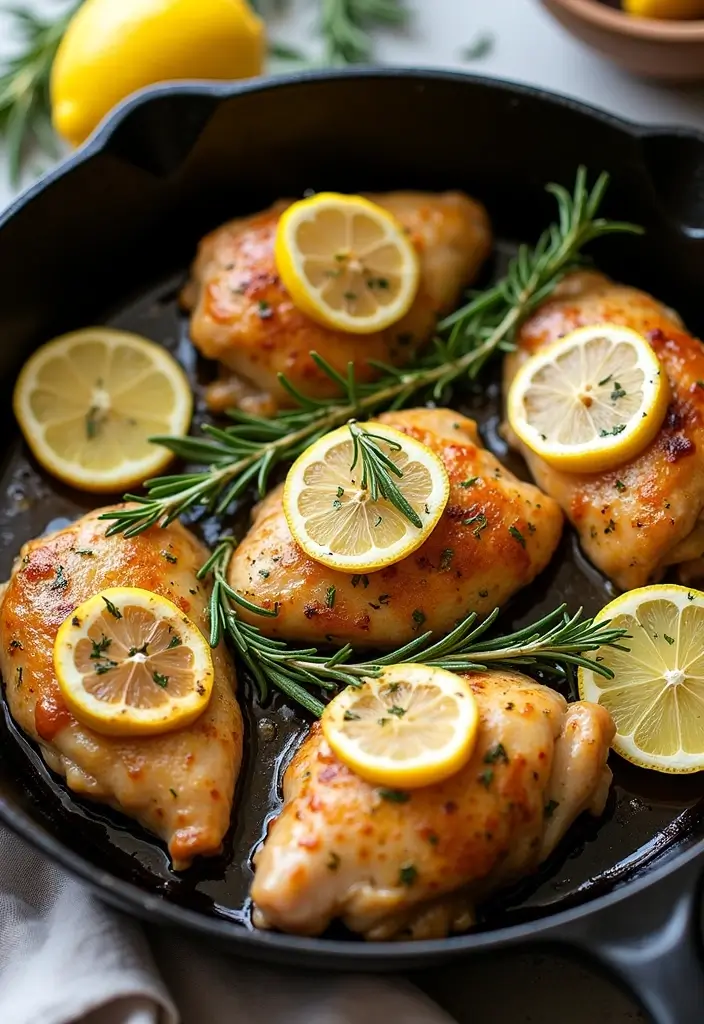 30 Cast Iron Chicken Thighs Recipes for Crispy Skillet Flavor - 26. Rosemary Lemon Chicken Thighs