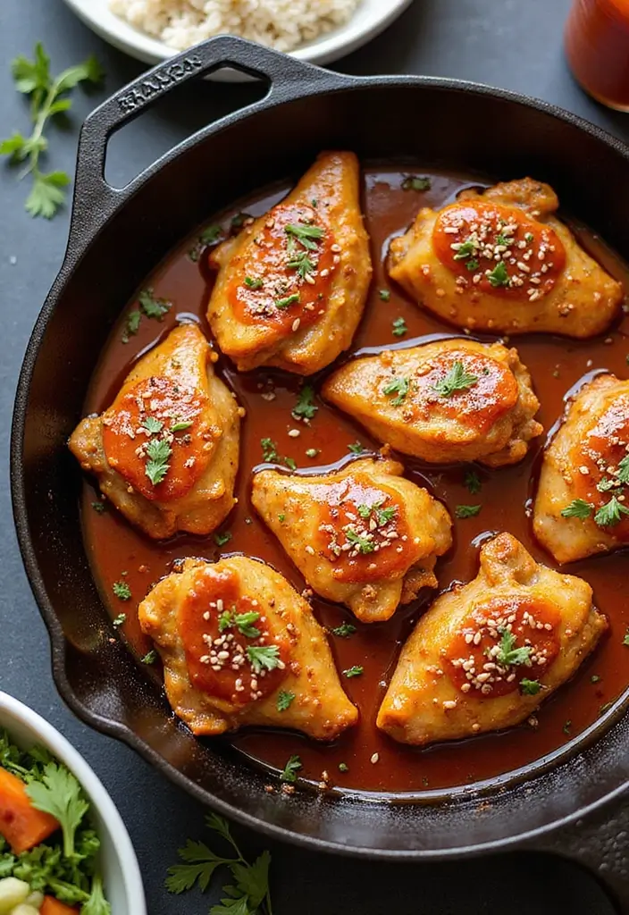 30 Cast Iron Chicken Thighs Recipes for Crispy Skillet Flavor - 28. Sriracha Honey Chicken Thighs