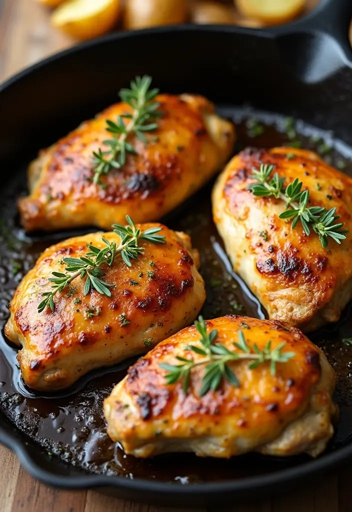 30 Cast Iron Chicken Thighs Recipes for Crispy Skillet Flavor - 8. Mustard and Thyme Chicken Thighs