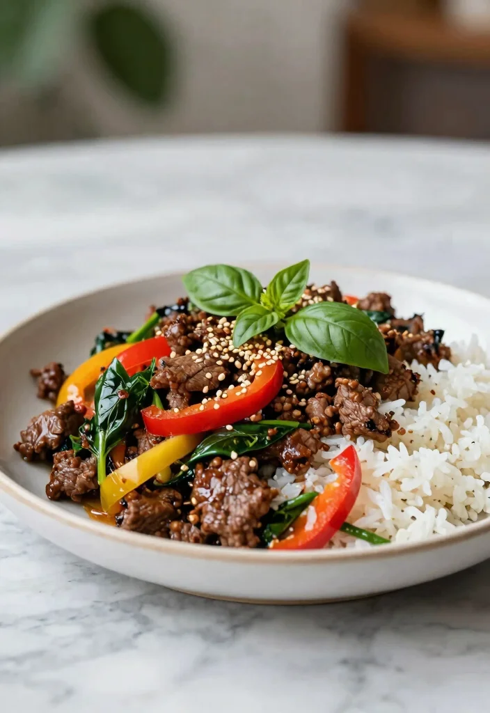 16 Asian Ground Beef Recipes: Savory Fast and Satisfying - 3. Thai Basil Beef Stir-Fry 1