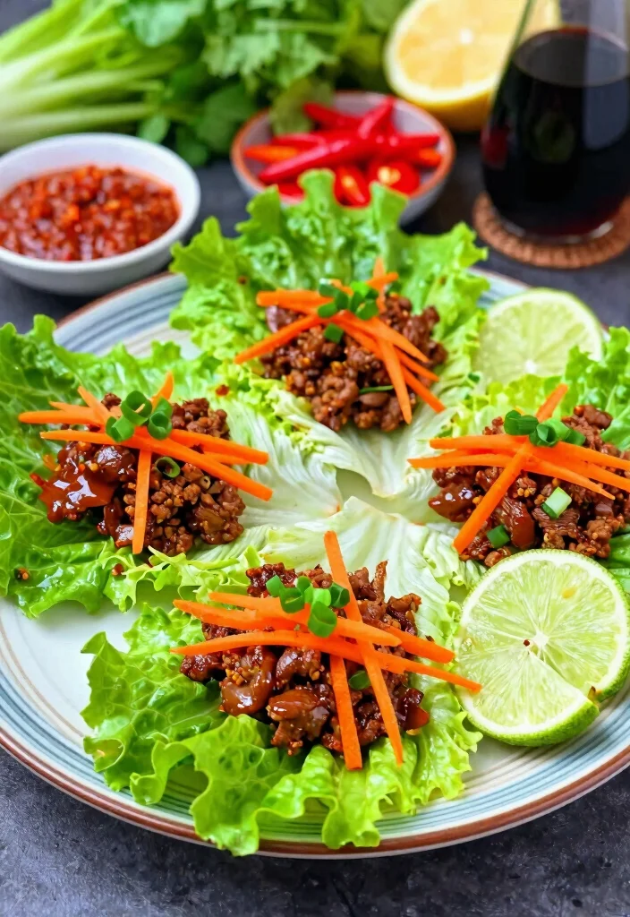 16 Asian Ground Beef Recipes: Savory Fast and Satisfying - 7. Spicy Asian Beef Lettuce Wraps 1