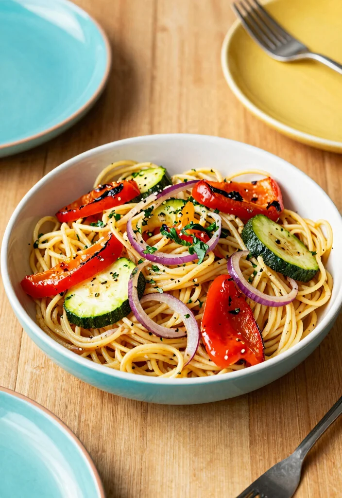 16 Cold Spaghetti Salad Recipes: Refreshing Potluck Dishes - 11. Roasted Vegetable Cold Spaghetti Salad 1