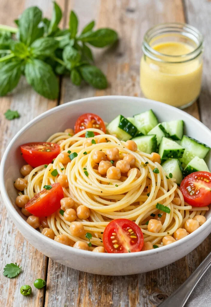 16 Cold Spaghetti Salad Recipes: Refreshing Potluck Dishes - 12. Cold Spaghetti Salad with Chickpeas 1