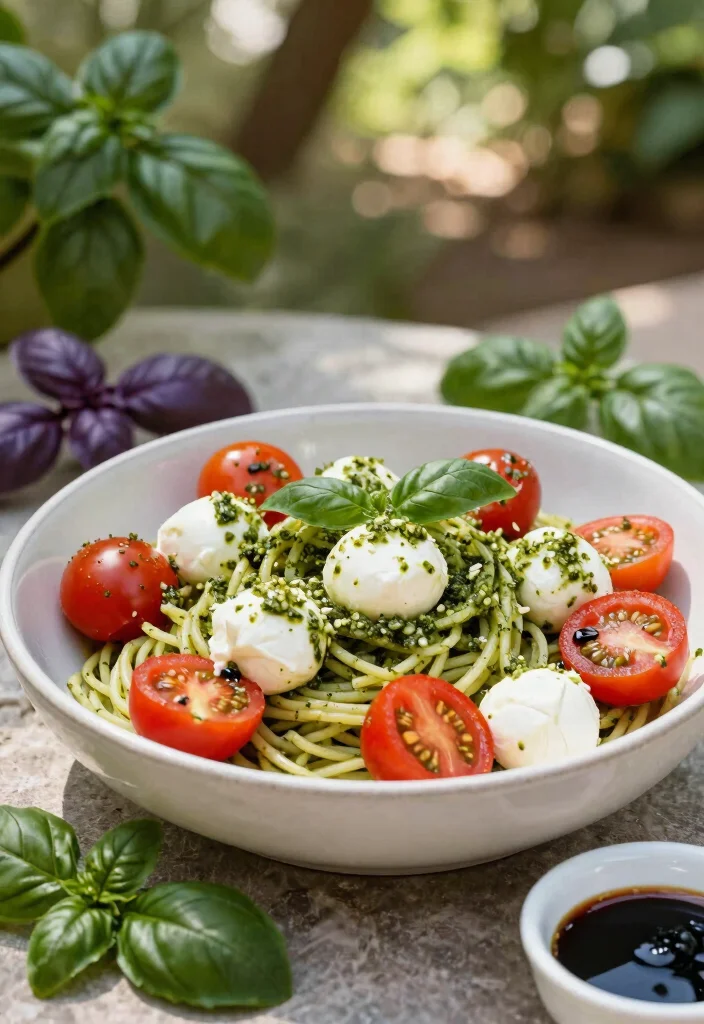 16 Cold Spaghetti Salad Recipes: Refreshing Potluck Dishes - 3. Pesto Caprese Cold Spaghetti Salad 1