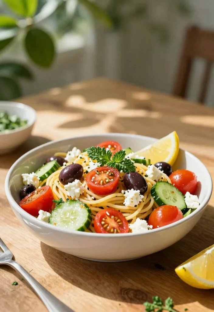 16 Cold Spaghetti Salad Recipes: Refreshing Potluck Dishes - 5. Greek Pasta Salad with Spaghetti 1