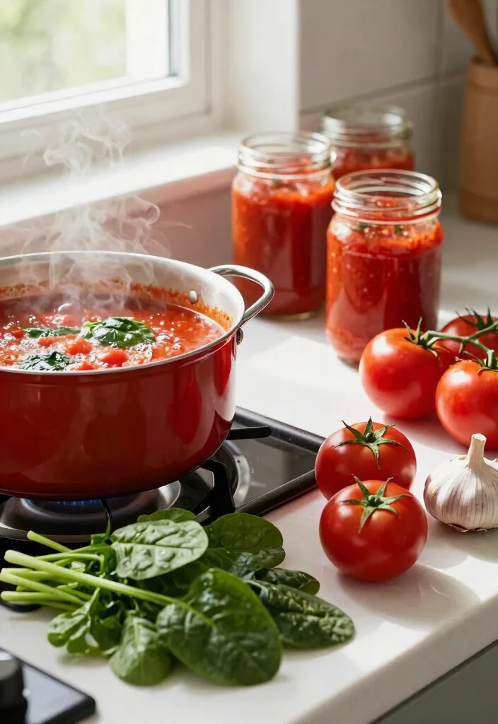 17 Canning Spaghetti Sauce Recipes Pantry Ready Favorites - 11. Tomato and Spinach Sauce 1
