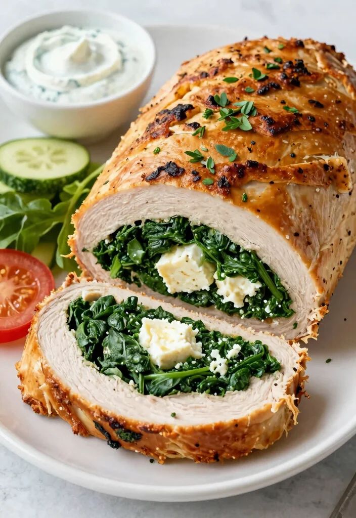 17 Ground Turkey Meatloaf Recipes: Moist Comfort Classics - 4. Spinach and Feta Stuffed Turkey Meatloaf 1