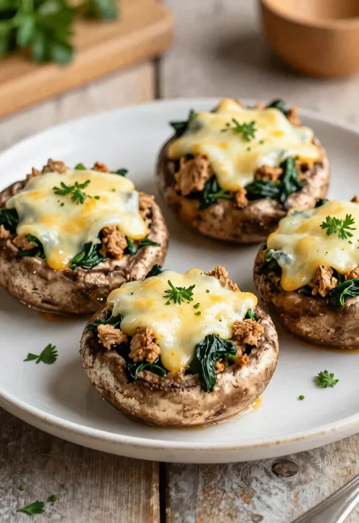 18 Ground Turkey Keto Recipes: Low Carb High Protein Delights - 13. Turkey and Spinach Stuffed Portobello Mushrooms 1