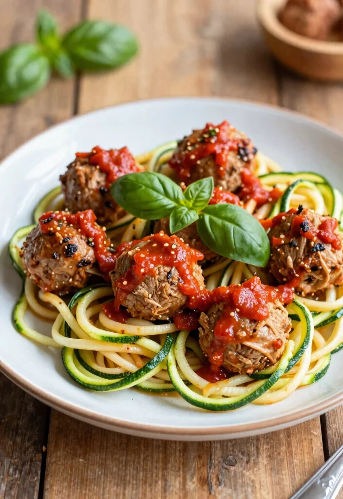 18 Ground Turkey Keto Recipes: Low Carb High Protein Delights - 4. Turkey Meatballs with Zucchini Noodles 1