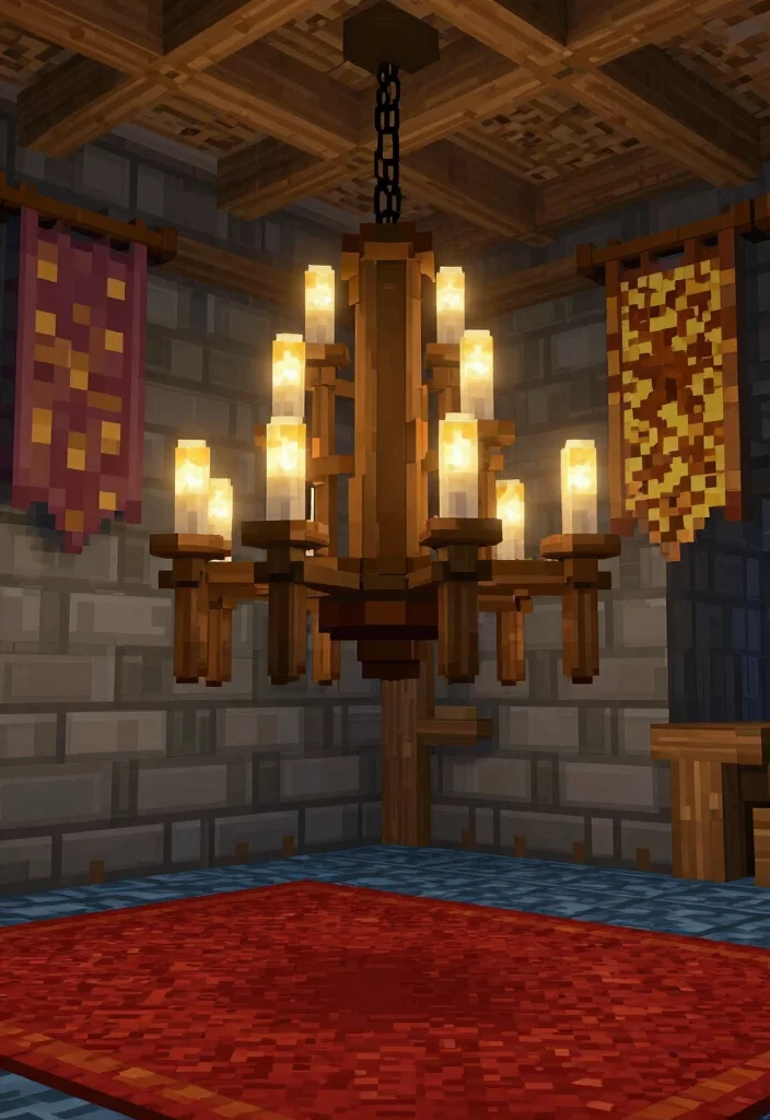 15 Minecraft Chandelier Design Ideas for Creative Builds 2 15 Minecraft Chandelier Design Ideas for Creative Builds - 1. Classic Candle Chandelier 1