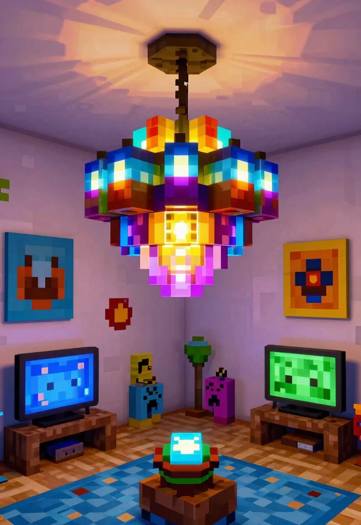 15 Minecraft Chandelier Design Ideas for Creative Builds 10 15 Minecraft Chandelier Design Ideas for Creative Builds - 9. Pixel Art Chandelier 1