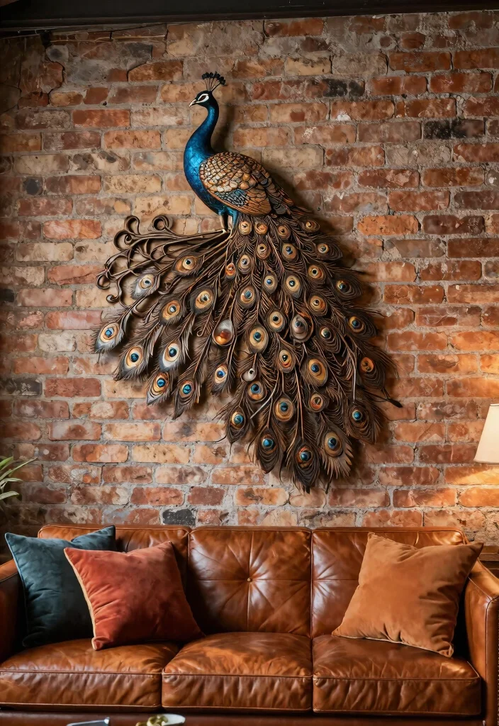 16 Peacock Wall Art Ideas With Bold Elegant Vibes - 10. Metal Wall Art 1