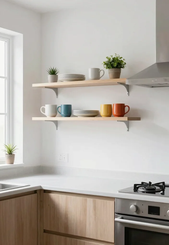 16 Small Crockery Unit Design Ideas With Smart Storage - 1. Minimalist Floating Shelves 1