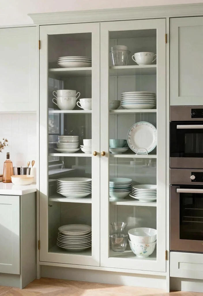 16 Small Crockery Unit Design Ideas With Smart Storage - 13. Glass Front Kitchen Cabinets 1