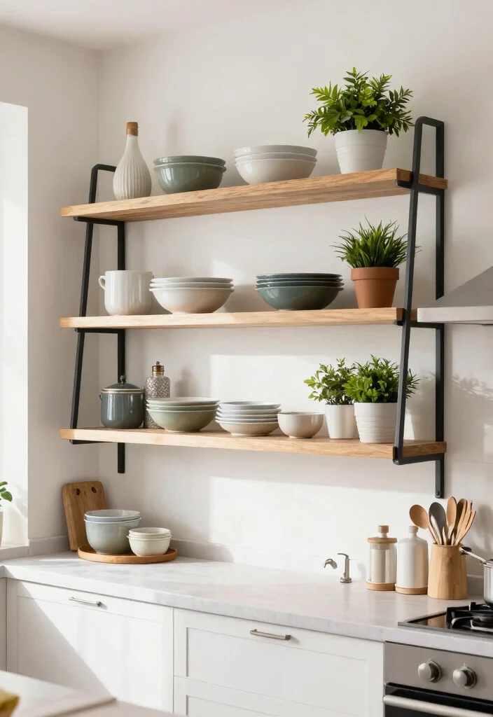 16 Small Crockery Unit Design Ideas With Smart Storage - 16. Elegant Ladder Shelves 1