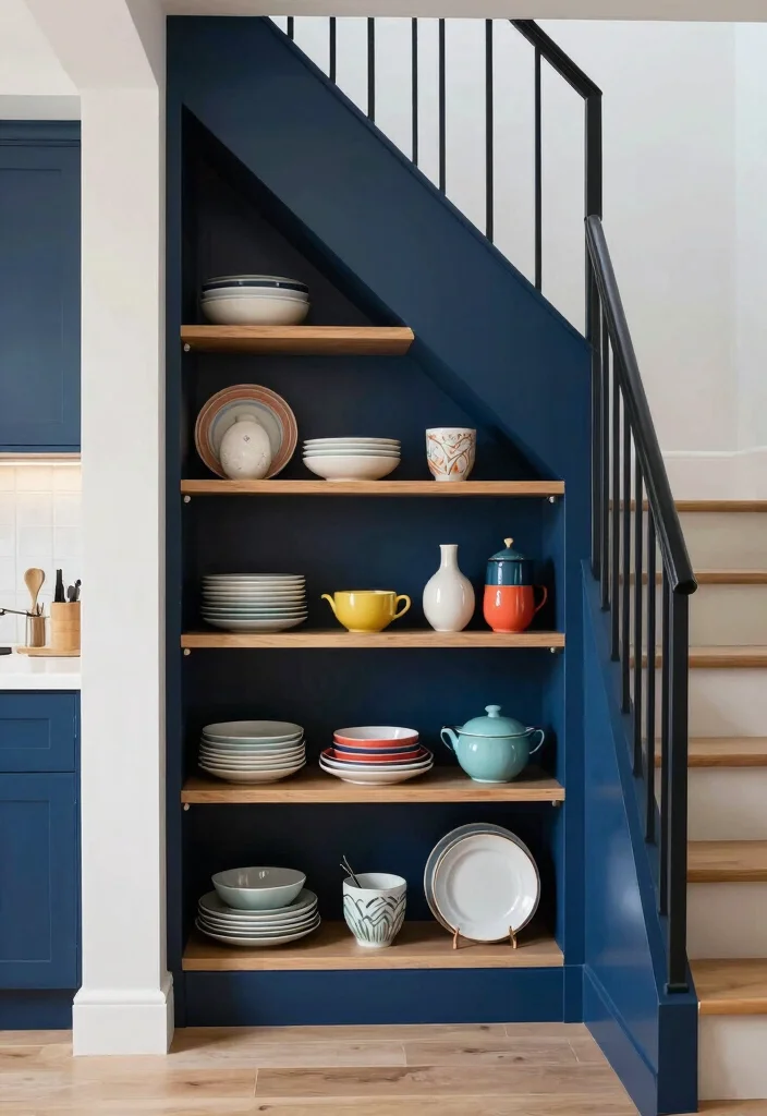 16 Small Crockery Unit Design Ideas With Smart Storage - 5. Under-Stairs Crockery Nook 1