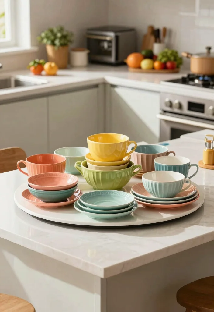 16 Small Crockery Unit Design Ideas With Smart Storage - 8. Rotating Lazy Susan 1