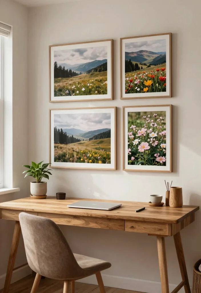 16 Spring Wall Art Ideas With Fresh Seasonal Charm 4 16 Spring Wall Art Ideas With Fresh Seasonal Charm - 3. Nature Photography in Earthy Frames 1