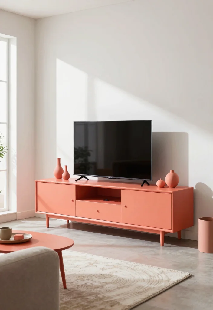 16 TV Unit Designs 2026 Trending Ideas With Contemporary Appeal - 9. Bold Color TV Units 1