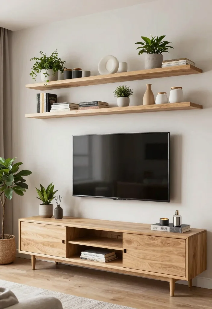 16 TV Unit Table Design Ideas With Functional Elegance 2 16 TV Unit Table Design Ideas With Functional Elegance - 1. Floating Shelves for the Ultimate Minimalism 1