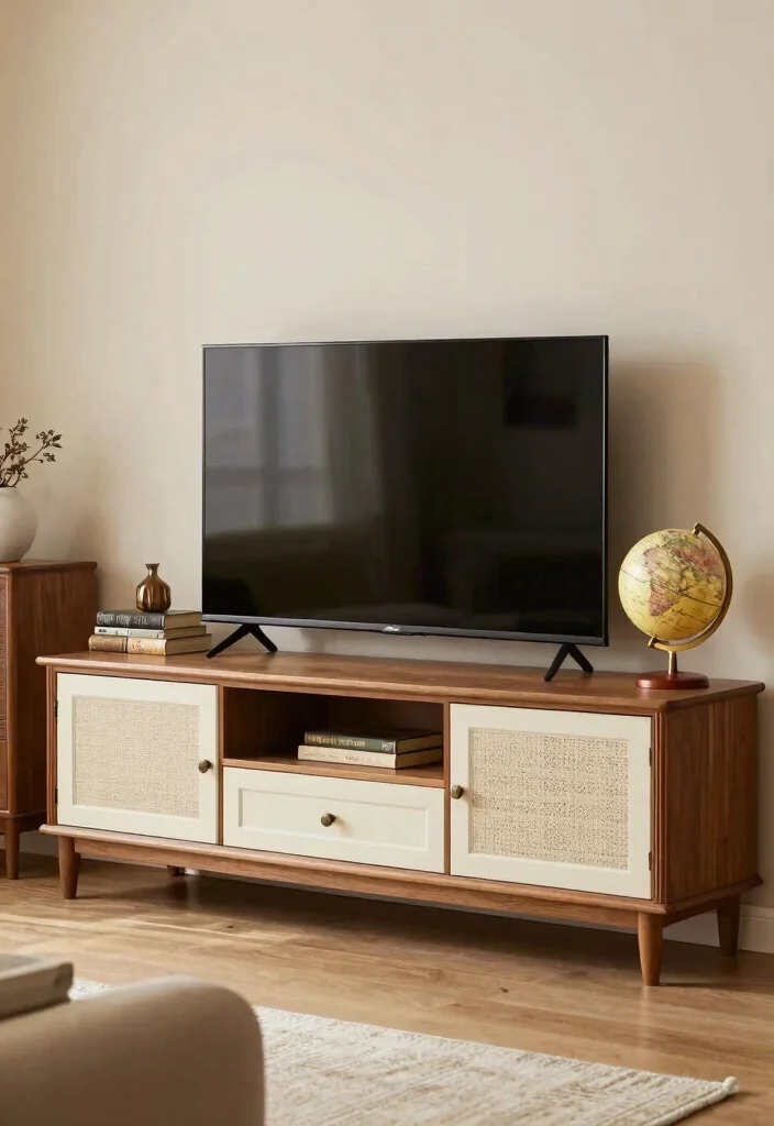 16 TV Unit Table Design Ideas With Functional Elegance 11 16 TV Unit Table Design Ideas With Functional Elegance - 10. Vintage-Inspired Units for Character 1