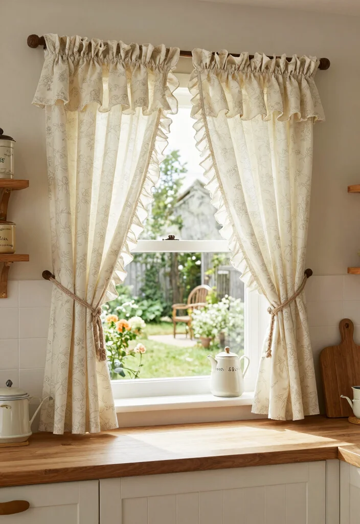 17 Cafe Curtains Kitchen 2026 Trending Ideas With Cozy Vintage Feel - 16. Farmhouse Chic with Ruffles 1