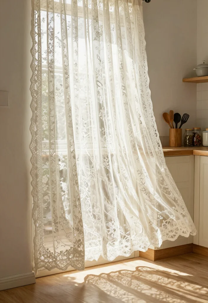 17 Cafe Curtains Kitchen 2026 Trending Ideas With Cozy Vintage Feel - 3. Lace Overlay 1