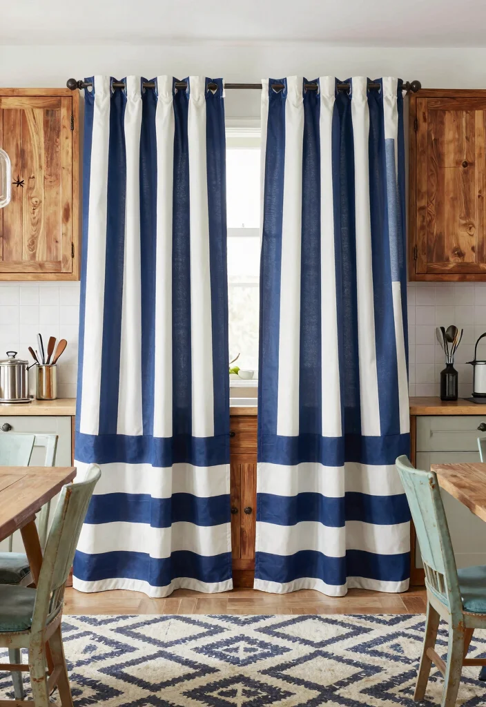 17 Cafe Curtains Kitchen 2026 Trending Ideas With Cozy Vintage Feel - 7. Stripes with a Twist 1