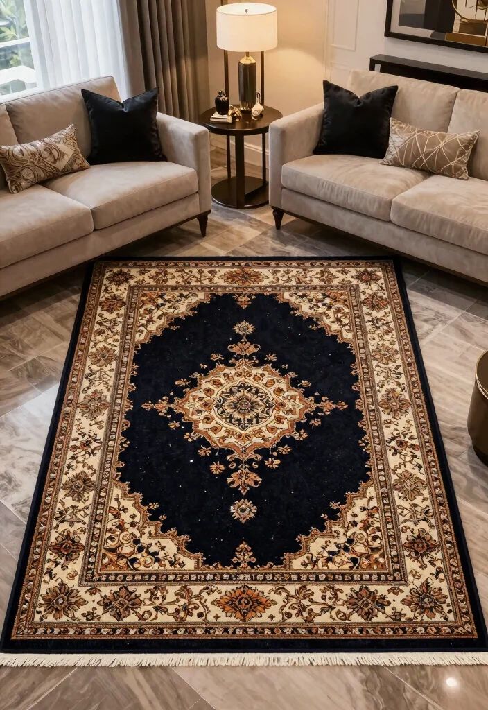 17 Carpet Placement Living Room Ideas That Define the Space - 12. Bold Borders: Framing the Space 1