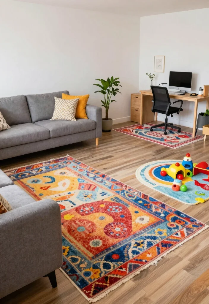 17 Carpet Placement Living Room Ideas That Define the Space - 6. Multi-Functional Spaces: Rugs for Purpose 1