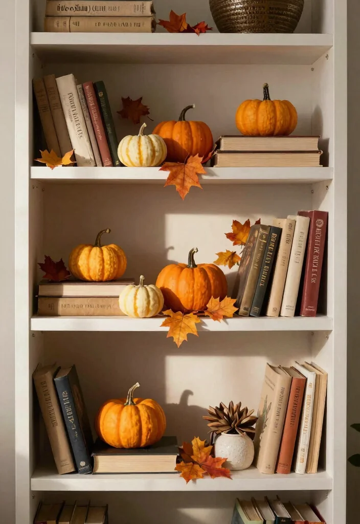 17 Top of Bookshelf Decor Ideas That Look Designer Styled 12 17 Top of Bookshelf Decor Ideas That Look Designer Styled - 11. Seasonal Decor 1