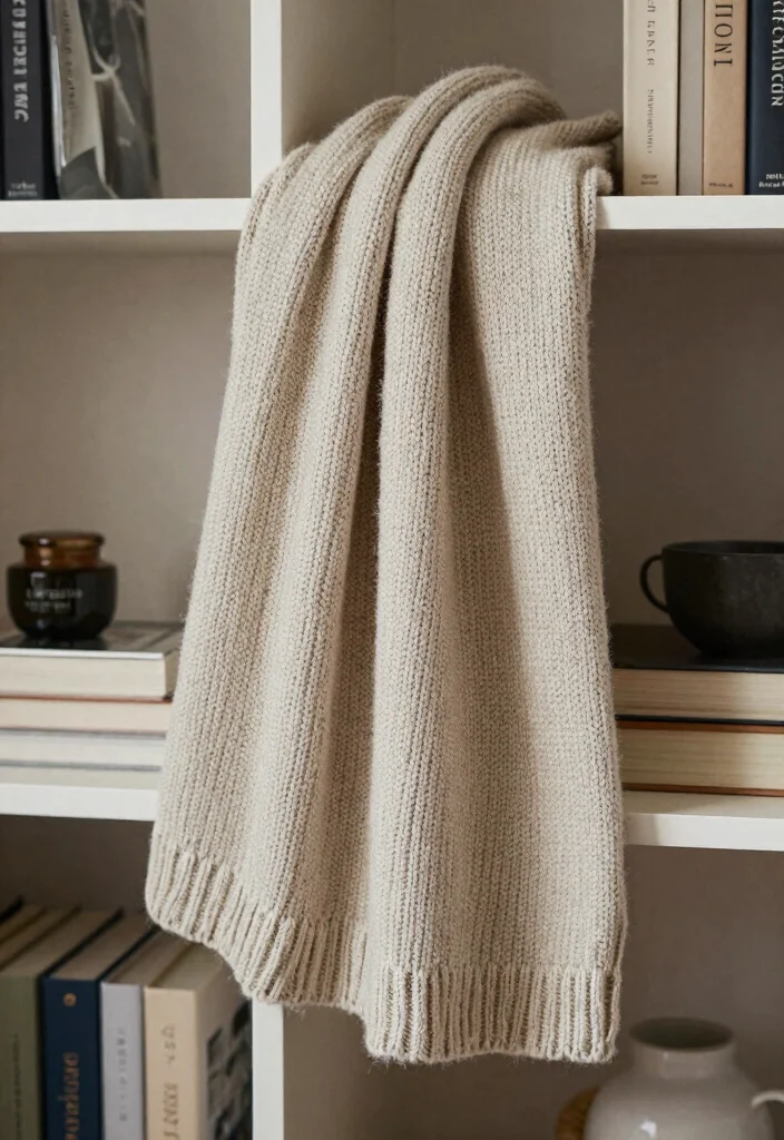 17 Top of Bookshelf Decor Ideas That Look Designer Styled 15 17 Top of Bookshelf Decor Ideas That Look Designer Styled - 14. Layered Textures with Throws 1