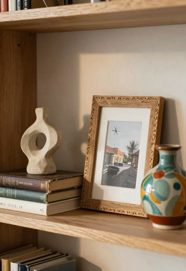 17 Top of Bookshelf Decor Ideas That Look Designer Styled 5 17 Top of Bookshelf Decor Ideas That Look Designer Styled - 4. Incorporate Art Pieces 1