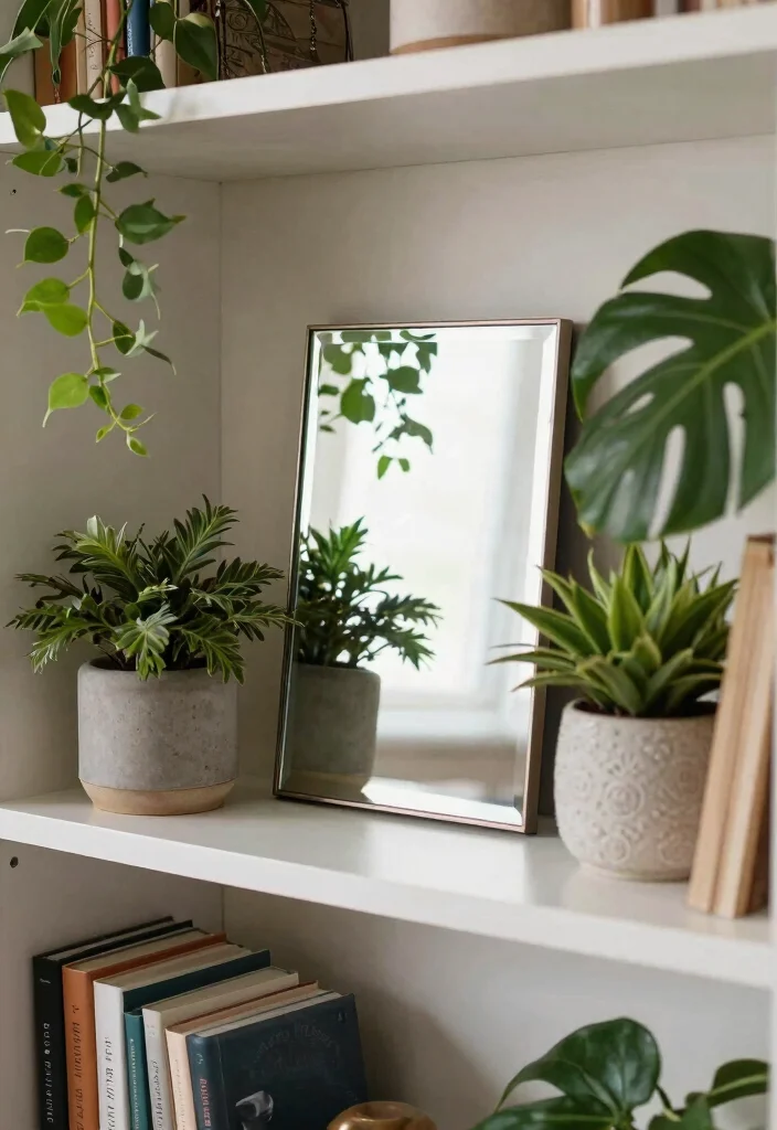 17 Top of Bookshelf Decor Ideas That Look Designer Styled 9 17 Top of Bookshelf Decor Ideas That Look Designer Styled - 8. Use Mirrors 1