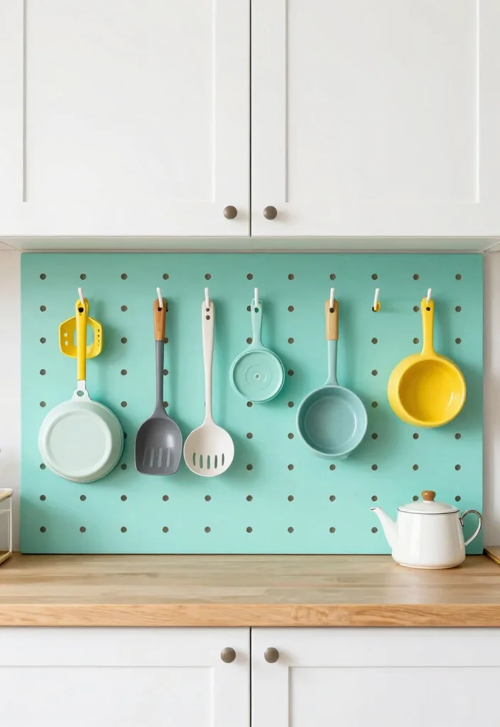 17 Under Cabinet Shelf Ideas That Maximize Storage - 11. Pegboard for Open Storage 1