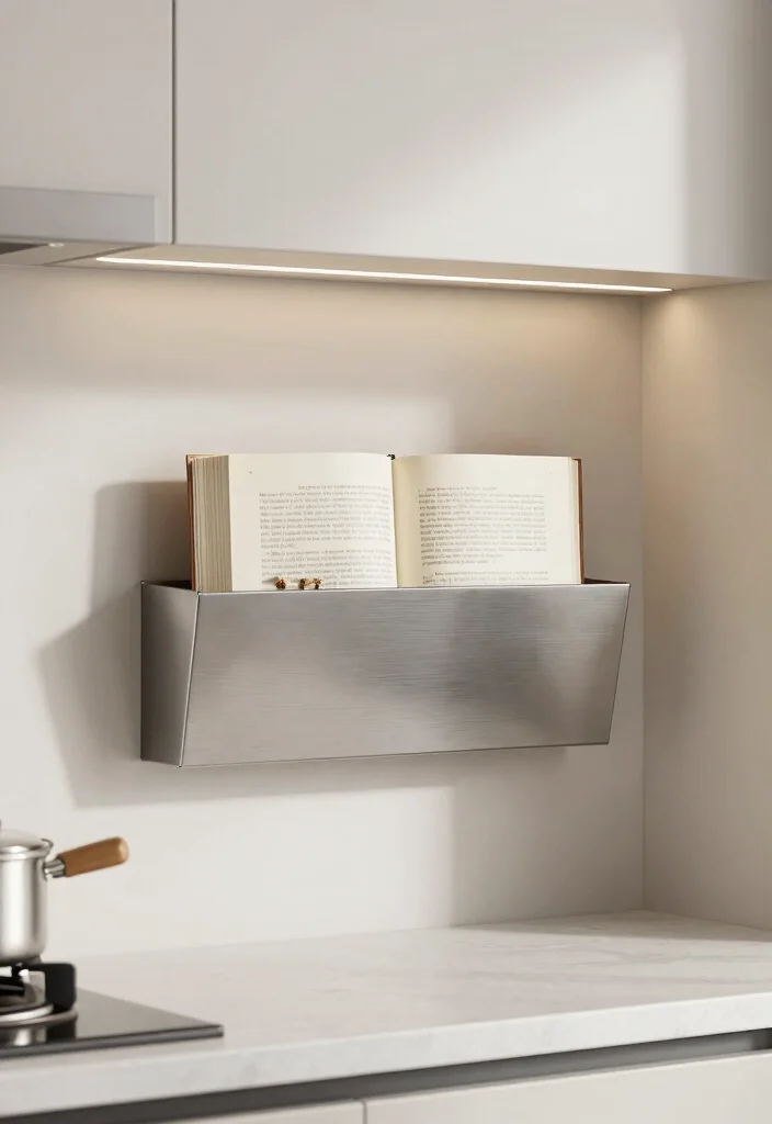 17 Under Cabinet Shelf Ideas That Maximize Storage - 15. Wall-Mounted Cookbook Holder 1