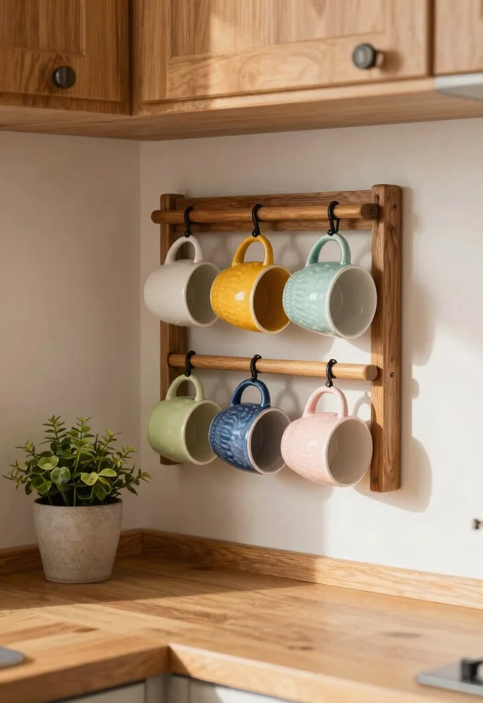 17 Under Cabinet Shelf Ideas That Maximize Storage - 4. Hanging Mug Racks 1
