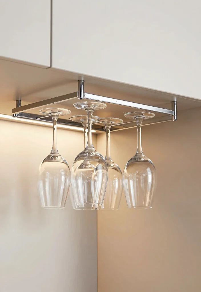 17 Under Cabinet Shelf Ideas That Maximize Storage - 6. Under-Cabinet Wine Glass Holder 1