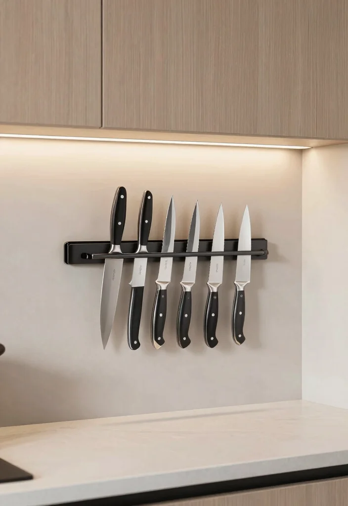 17 Under Cabinet Shelf Ideas That Maximize Storage - 7. Magnetic Knife Strip 1