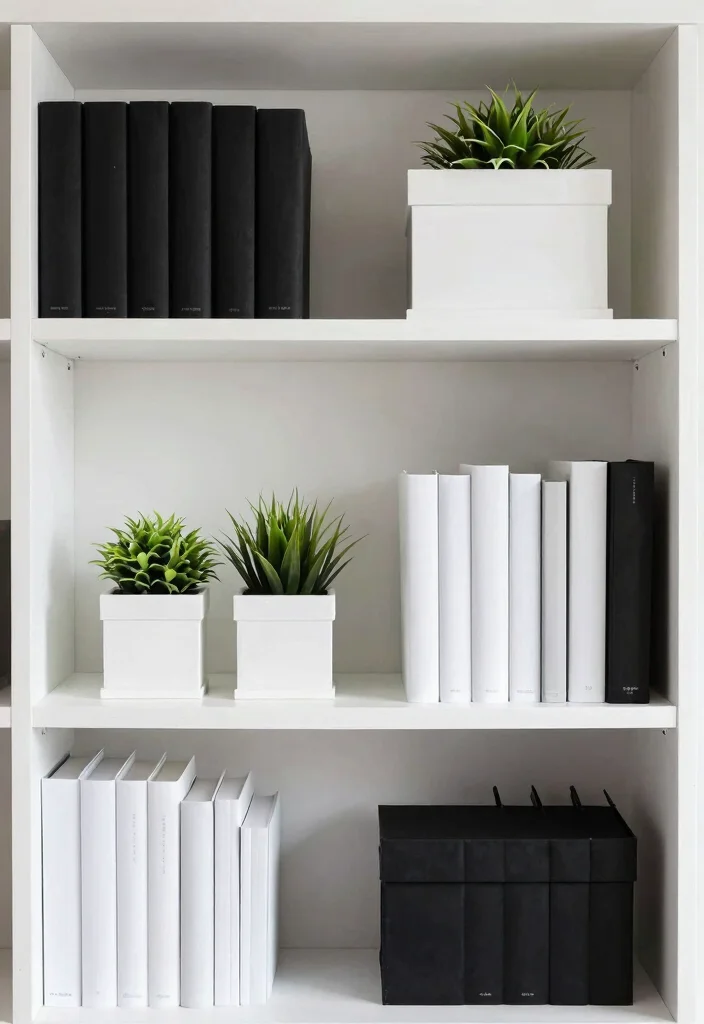 18 Black and White Bookshelf Ideas With Bold Contrast - 17. Open Shelf Concepts 1